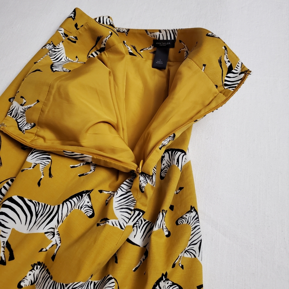 Ann Taylor Factory Rust Yellow Zebra Animal Print Skirt & Tank Set Size XS & 4 - Picture 10 of 14